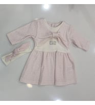 BASKILI PAMUKLU BEBE KIZ ELBİSE (Pembe)