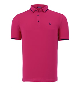 T8586 DEWBERRY ERKEK POLO YAKA T-SHIRT-FUŞYA