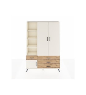Arges Dolap 5 Raflı 4 Çekmeceli Tek Askılı 132x30x195 Aytaşı-Aytaşı/Çam