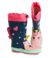 Kalpli Unicorn Kız Çocuk Lacivert Yağmur Botu (Lacivert-Pembe)