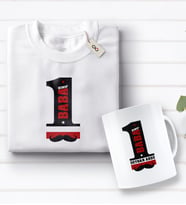 BK Gift Kişiye Özel 1. Sınıf Baba Tasarımlı Beyaz Tişört ve Kupa Seti-1 (Model 1)