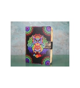 Kişiye Özel Baykuşlu Deri Defter - 18x13cm