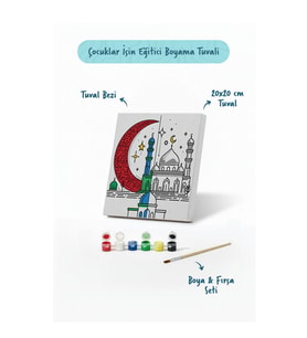 Kırmızı Hilal ve Cami Şövalesiz Boya Seti 20x20