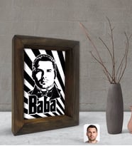 BK Gift Kişiye Özel Godfather Baba Silüet Tasarımlı Dekoratif Doğal Masif Ahşap Çerçeve 15x20cm-1 (Beyaz)