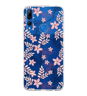 Huawei Y9 Prime 2019 Uyumlu Kapak Floral Kırmızı Tasarımlı Şeffaf Silikon Kılıf