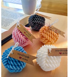 Mumelia Candles Örgü Sıcaklığı - Doğal Soya Dekoratif Mum - Üçlü, Büyük Boy