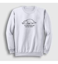 Presmono Unisex Beyaz Overthinking Cat Kedi Sweatshirt 288812tt (Beyaz)