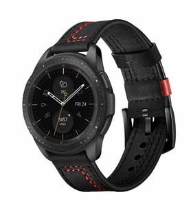 Samsung Galaxy Watch 46mm (22mm) Uyumlu Kordon Deri Dikişli Luxury KRD-19 Kayış