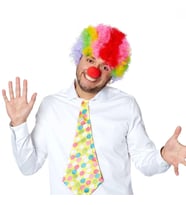 Rengarenk Kıvırcık Afro Bonus Peruk 110 Gr ve Kırmızı Burun Seti