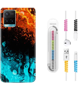 Vivo Y11S Y21S Y20 Y20S Y70 Kılıf Kablo Koruma Spiral Silikon Orange Blue Color 1665