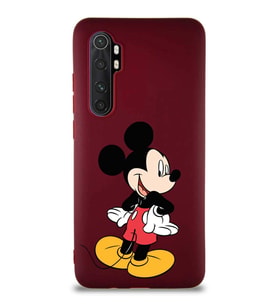 Xiaomi Mi Note 10 Lite Soft Premier Kapak Mickey Mouse-D Tasarımlı Silikon Kılıf - Mürdüm (Şeffaf)