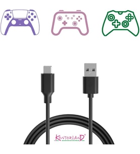 Gaming USB-C Kablo - Siyah 1.5 Metre Xbox, PS5 Gamepad ve Akıllı Telefonlar için USB Type-C Bağlantı ve Hızlı Şarj Kablosu