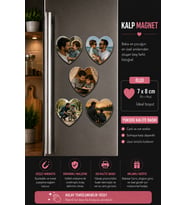 5'li Kalp Fotoğraf Magneti Baba ve Çocuğa Kişiselleştirilebilir Anlamlı Anı Hediyesi