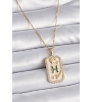 316L Çelik Gold Renk Zincir Balık Burcu Zirkon Taşlı Kadın Kolye 5886 - SSSSSS8567-2300