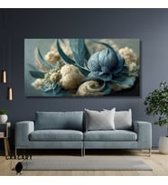 Panoramik Kanvas Duvar Tablosu Soyut Pastel Açık Mavi Görsel