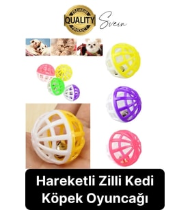 Hareketli 3.5 cm Çıngıraklı Kedi Köpek Evcil Hayvan Oyun Topu Plastik Zil Oyuncağı Eğitici