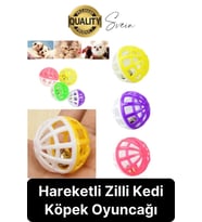 Hareketli 3.5 cm Çıngıraklı Kedi Köpek Evcil Hayvan Oyun Topu Plastik Zil Oyuncağı Eğitici