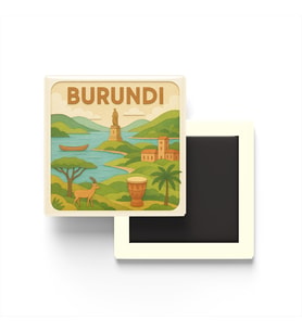Burundi - Burundi - Paper Cut Art - Baskılı Buzdolap Magneti Kare - 9x9 cm