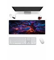 SonicTouch Klavye Mousepad 32x70cm Dikişsiz Pürüzsüz Sıvı Geçirmez Kaymaz Taban Neon Hayat Ağacı