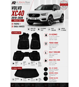 VOLVO XC40 2018-2026 Araca Özel 3D Paspas + 3D Bagaj Havuzu