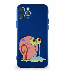 Apple iPhone 11 Pro Soft Premier Kapak Salyangoz Gary Tasarımlı Silikon Kılıf - Lacivert (Şeffaf)