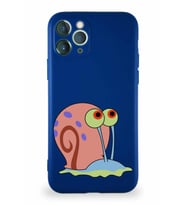 Apple iPhone 11 Pro Soft Premier Kapak Salyangoz Gary Tasarımlı Silikon Kılıf - Lacivert (Şeffaf)