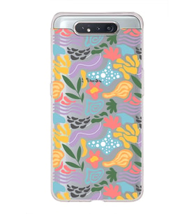 Samsung Galaxy A80 ile Uyumlu 1mm Kapak Memphis Desen Tasarımlı Şeffaf Silikon Kılıf