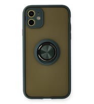 Pilelistore   iPhone 11 Kılıf Montreal Yüzüklü Silikon Kapak - Yeşil