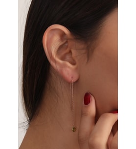 925 Ayar Gümüş Rose Kaplama Sarı Yuvarlak Taşlı Sallanan Küpe