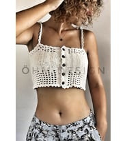 Beyaz Örgü Daisy Croptop