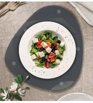 Lexroo Cam Tabak Kahvaltı Tabağı Cam Supla 2'li Takım 32cm x 35cm (Füme Cam)