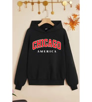 Çocuk Chiago Baskılı Sweatshirt (Siyah)