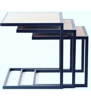 Zigon ZLF 3LÜ 14097C Model Metal Siyah fırın boya MDF siyah mermer tabla Elyapım (Kahverengi)