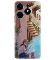 Spark 10 Pro Kılıf Resimli Desenli Silikon Platinium Series Cat And Girl 1808