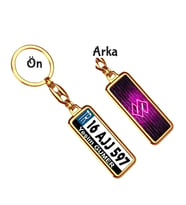 Kişiye Özel Suziki Neon Pembe Logo Tema Plaka Anahtarlık (Altın)