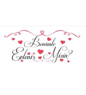Kalp Temalı Benilme Evlenir misin Afişi 200x100 Cm