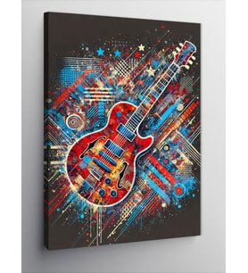 Kanvas Tablo Renkli Elektro Gitar ve Işık Efektleri