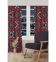 Mix 6 Desenli Süet Oturma Odası Salon Fon Perde Dijital Baskılı Ekstrafor Büzgü 2 Kanat PRD-1009