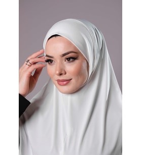 Krem Pratik Hazır Geçmeli Tesettür Eşarp Sandy Kumaş Düz Hijab 2308_40