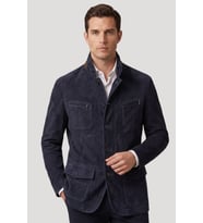 Lacivert Felix Erkek Astarlı Slim Fit Dar kesim Fermuarlı ve Düğmeli Blazer Hakiki Süet Ceket