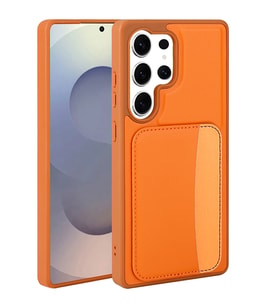 Galaxy S25 Ultra Kılıf Kartlıklı X-Kart Silikon Kılıf (Turuncu)