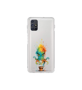 Samsung Galaxy M51 ile uyumlu Splash ahtapot tasarımlı şeffaf silikon kılıf