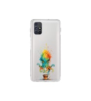 Samsung Galaxy M51 ile uyumlu Splash ahtapot tasarımlı şeffaf silikon kılıf