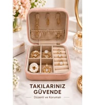 Pembe Fermuarlı Takı Organizeri, Yüzük, Küpe ve Kolye Saklama Kutusu