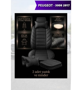 peugeot 3008 2017 Koltuk ve Kılıf uyumlu Siyah Lüks Yastık Minder 2 Minder 2 Yastık