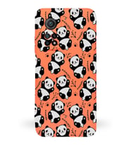 Xiaomi Mi 10T Pro Uyumlu Lansman Kılıf Panda Tasarımlı İçi Kadife Kapak-Turuncu (Şeffaf)