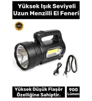 Premium 3 Modlu Beyaz Aydınlatma Işık 250 Metre Mesafeli 1200mAh Pil 900 Lümen Ultra Güçlü El Feneri