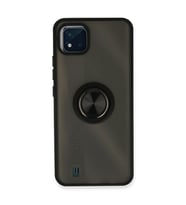 Realme C11 2021 Kılıf Montreal Yüzüklü Silikon Kapak - Siyah