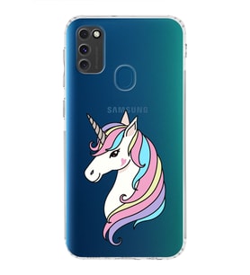 Samsung Galaxy M30s Uyumlu Kamera Korumalı Kapak Unicorn Tasarımlı  Şeffaf  Kılıf