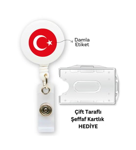 Türk Bayrağı Ay Yıldız Yaka Kartlığı Yatay Dikey Kart Koruyucu